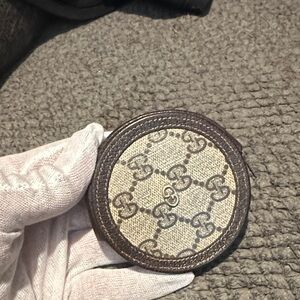 Gucci Brown and Cream Monogram Coin Pouch